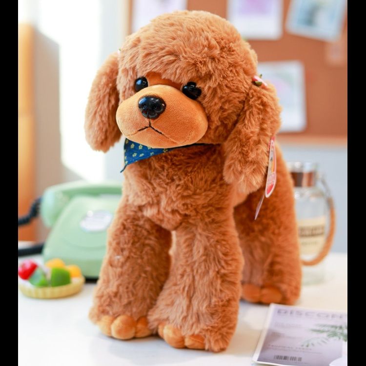 犬 ぬいぐるみ おすわりトイプードル バンダナ付き特大サイズ