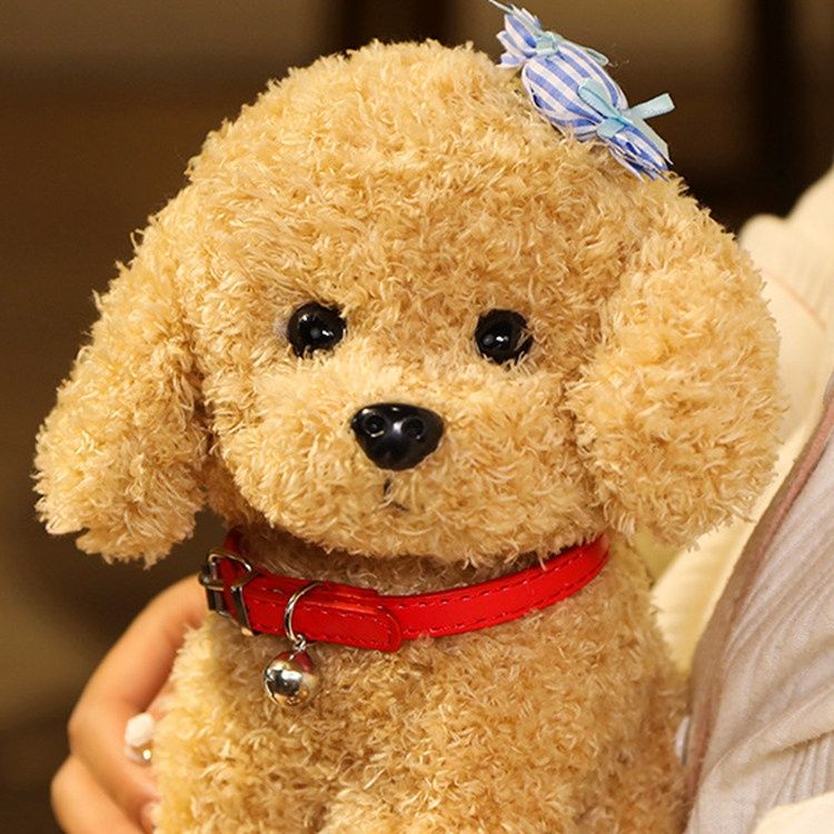 犬 ぬいぐるみ リボン付き首輪トイプードル ぬいぐるみ