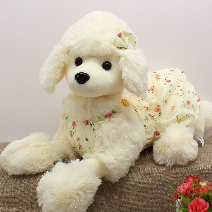 犬 ぬいぐるみ 花柄ワンピース姿のトイプードルぬいぐるみ