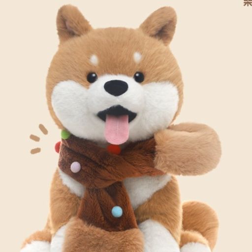 犬 マフラー付き柴犬ぬいぐるみ　舌出しポーズ