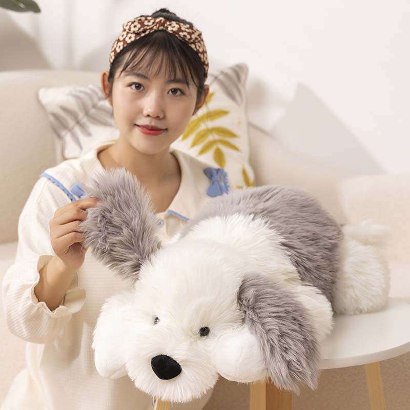 犬 ぬいぐるみ もふもふシュナウザーのお昼寝くん