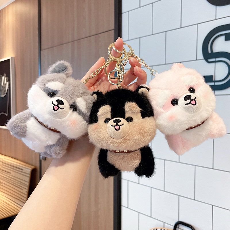 犬 ぬいぐるみ シュナウザーぬいぐるみキーホルダー ふわふわ小型犬マスコット