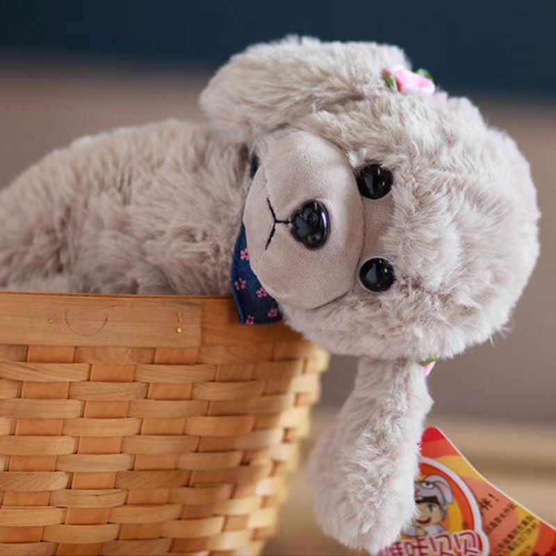 犬 ぬいぐるみ バンダナ付きふわふわトイプードル風ぬいぐるみ