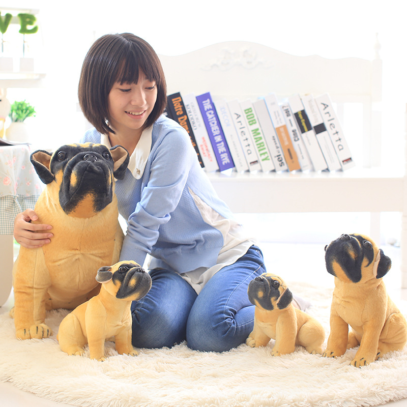 犬 ぬいぐるみ 愛らしい表情の大型パグ犬ぬいぐるみ