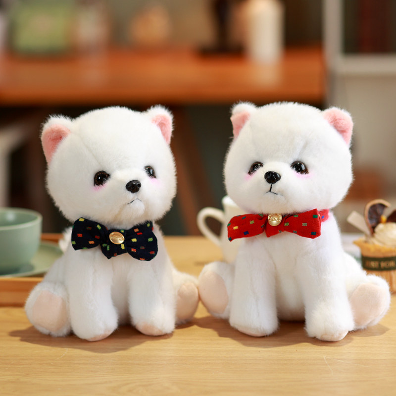 犬 ぬいぐるみ 蝶ネクタイ付きおすわりポメラニアン