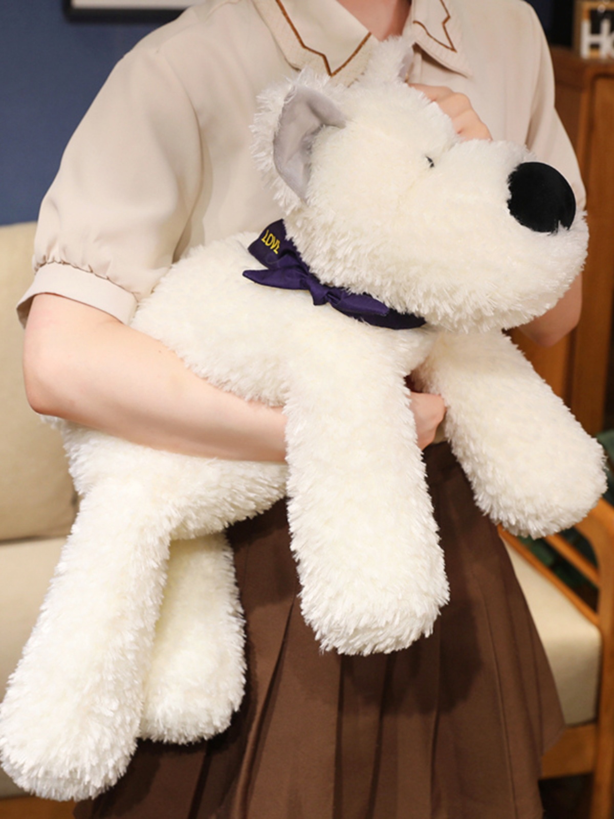 犬 ぬいぐるみ ふわふわ大型犬ぬいぐるみ　抱き心地抜群シュナウザー