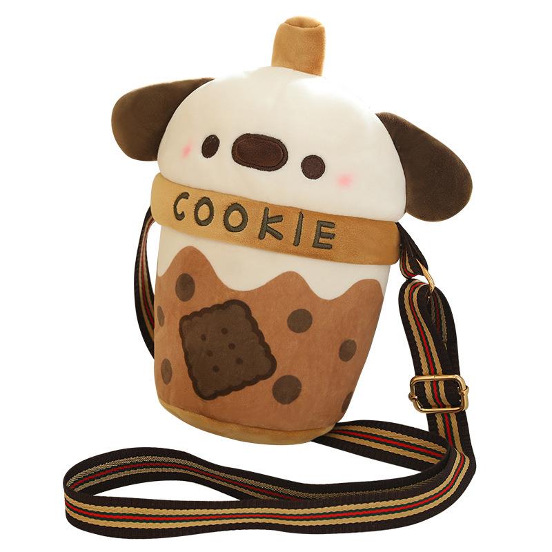 犬 ぬいぐるみ 可愛い子犬のクッキードリンク風ショルダーバッグ