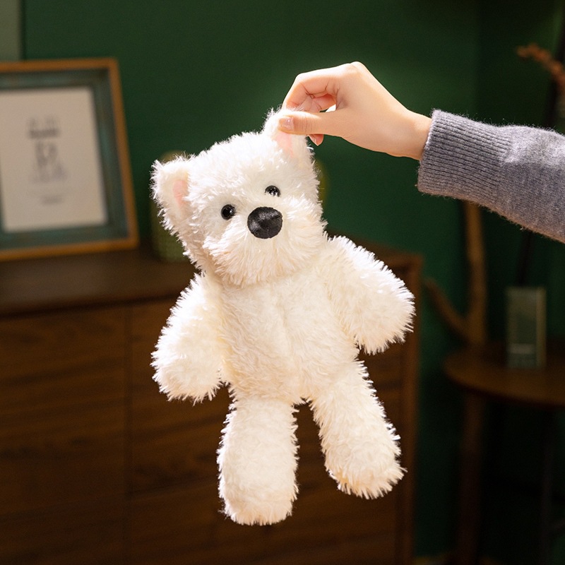 犬 ぬいぐるみ もこもこ肉球付きシュナウザー風ぬいぐるみ