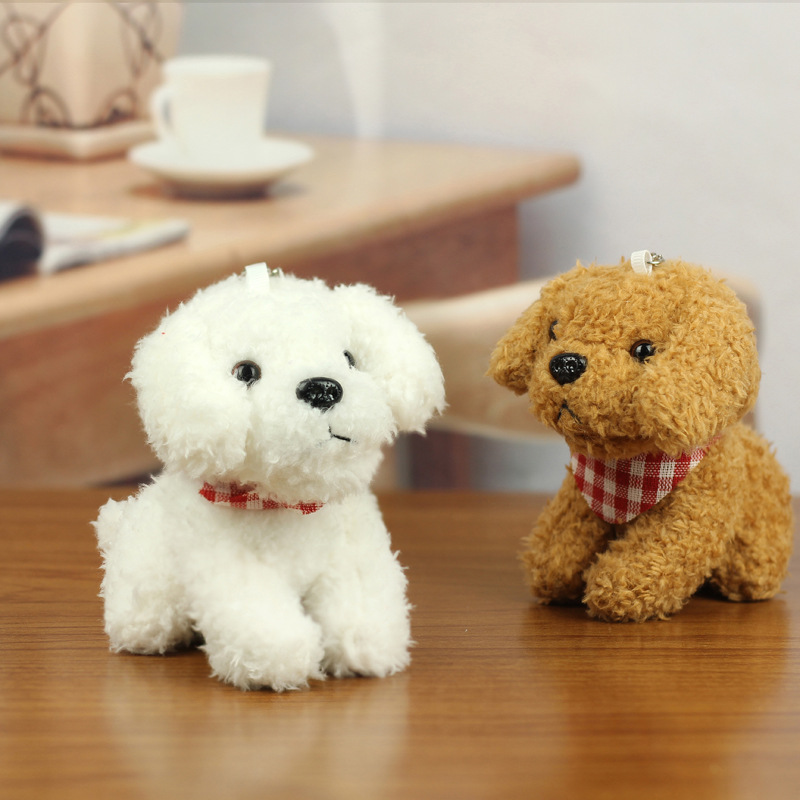 犬 ぬいぐるみ チェック柄バンダナ付きトイプードルぬいぐるみ