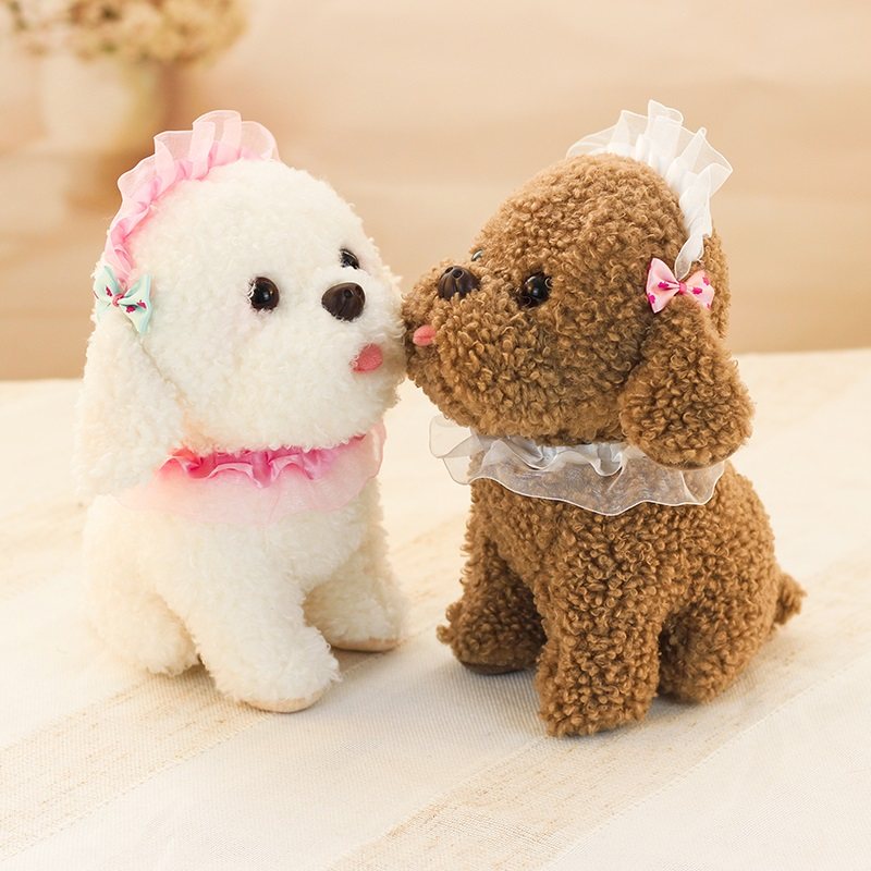 犬 ぬいぐるみ トイプードルぬいぐるみ　可愛いフリル付きおめかしトイプードルぬいぐるみ