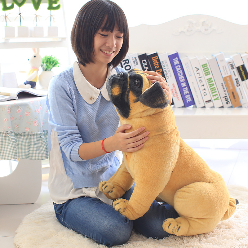 犬 ぬいぐるみ 愛らしい表情の大型パグ犬ぬいぐるみ