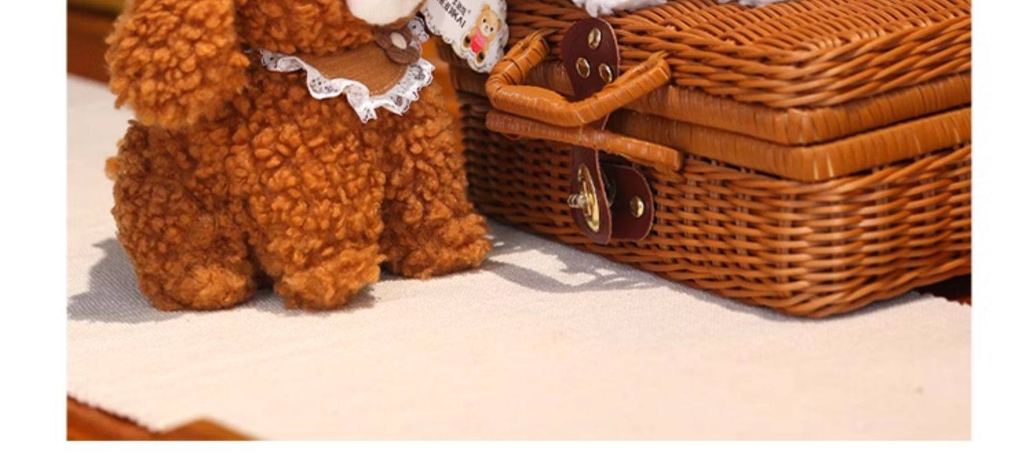 犬 ぬいぐるみ レースの襟付きもこもこトイプードル