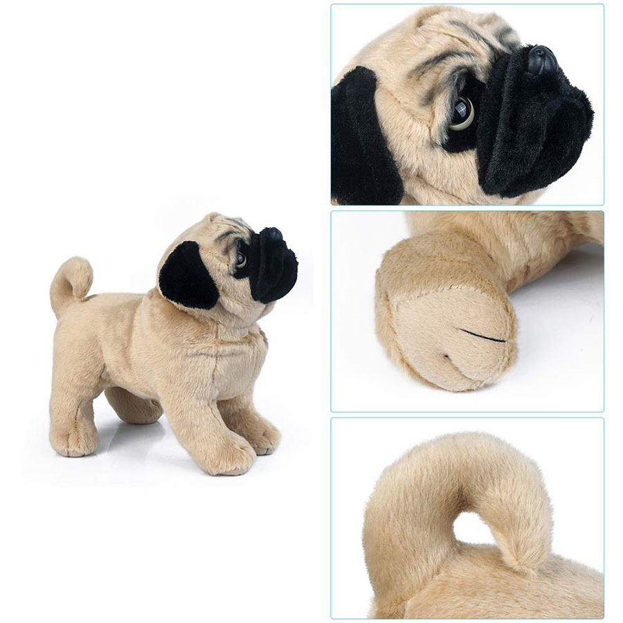 犬 ぬいぐるみ 見上げる表情が愛らしい立ち姿パグのぬいぐるみ