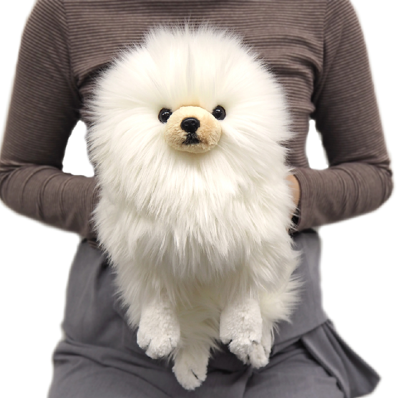 犬 ぬいぐるみ ふわふわ毛質の愛らしいポメラニアン抱きぬいぐるみ