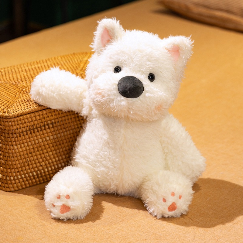 犬 ぬいぐるみ もこもこ肉球付きシュナウザー風ぬいぐるみ