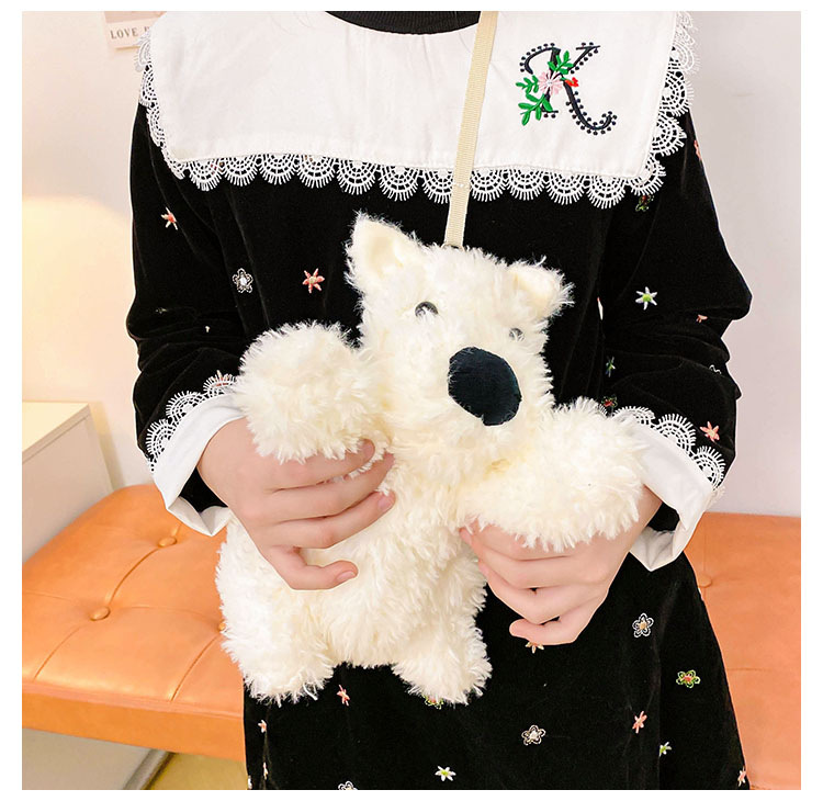 犬 ぬいぐるみ もこもこシュナウザー風ショルダーバッグ型ぬいぐるみ