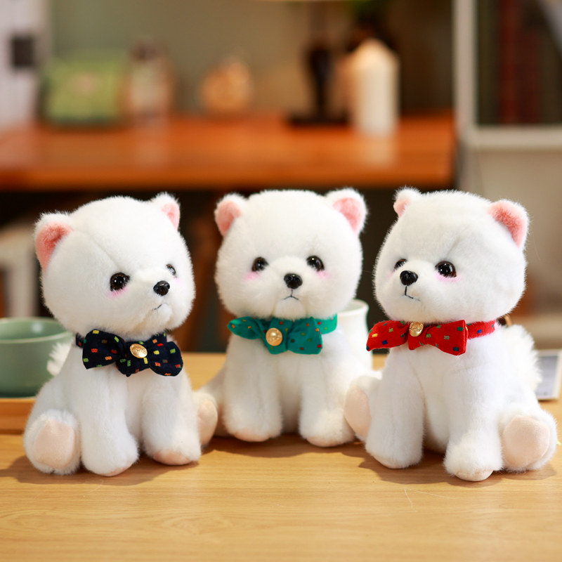 犬 ぬいぐるみ 蝶ネクタイ付きおすわりポメラニアン