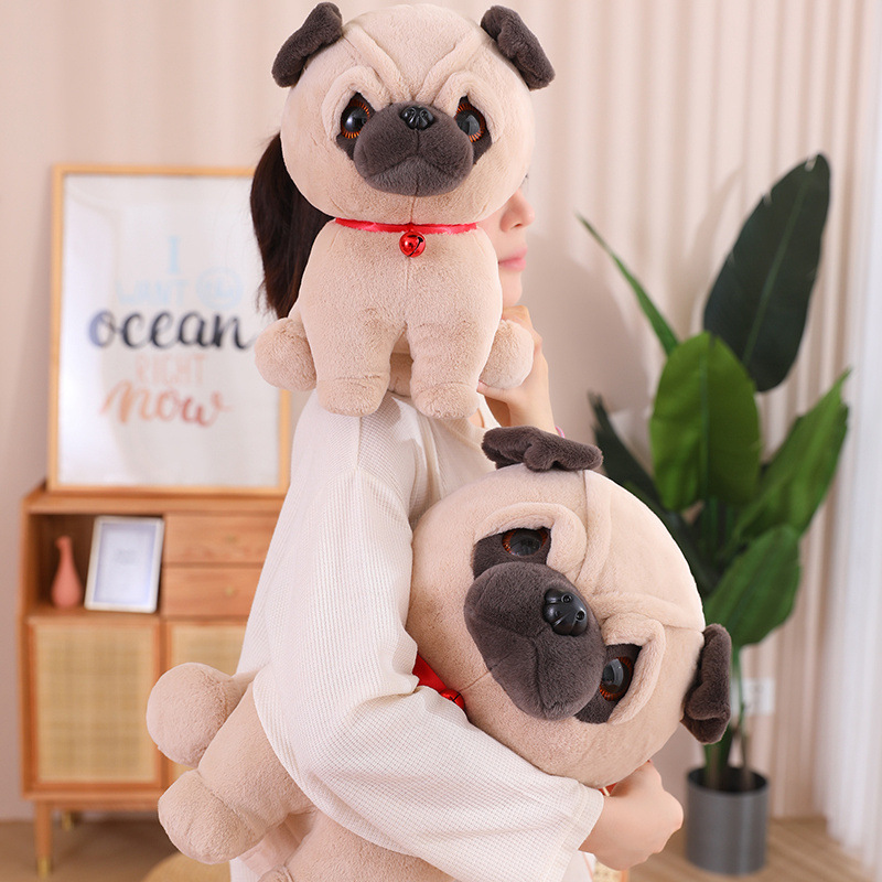 犬 ぬいぐるみ 愛らしい表情の座りポーズパグちゃんぬいぐるみ