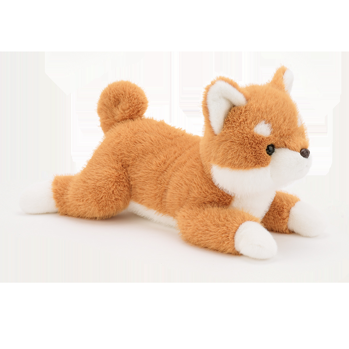犬 ぬいぐるみ ふわふわ柴犬 寝そべりポーズ ぬいぐるみ