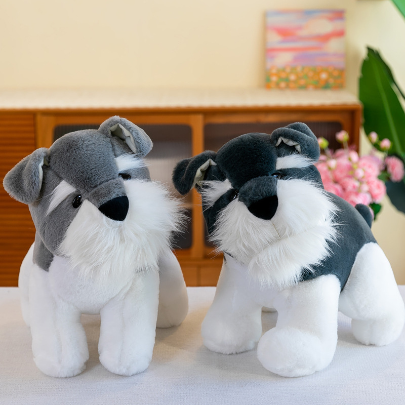 犬 シュナウザー リアル立体造形 愛らしい犬のぬいぐるみ
