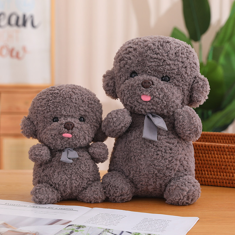 犬 ぬいぐるみ トイプードルぬいぐるみもこもこ素材のリボン付き愛らしいトイプードル