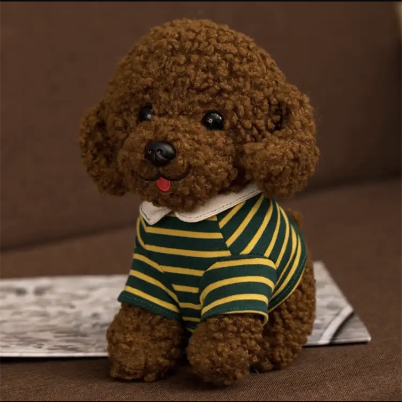 犬 ぬいぐるみ トイプードル ぬいぐるみ ボーダー服付きおすわり人形