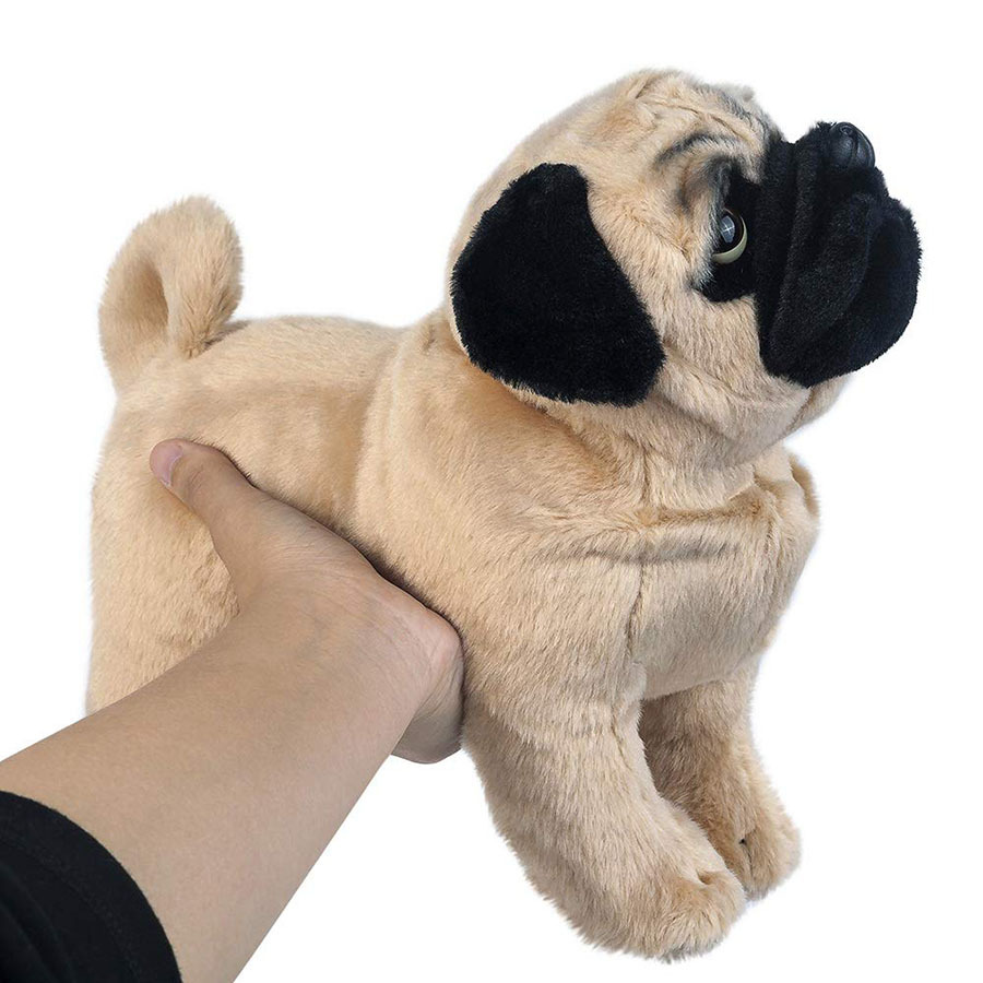 犬 ぬいぐるみ 見上げる表情が愛らしい立ち姿パグのぬいぐるみ