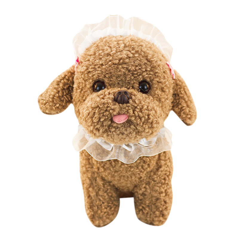 犬 ぬいぐるみ トイプードルぬいぐるみ　可愛いフリル付きおめかしトイプードルぬいぐるみ