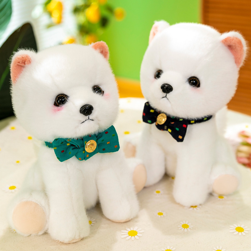 犬 ぬいぐるみ 高級リボン付きポメラニアン ぬいぐるみ
