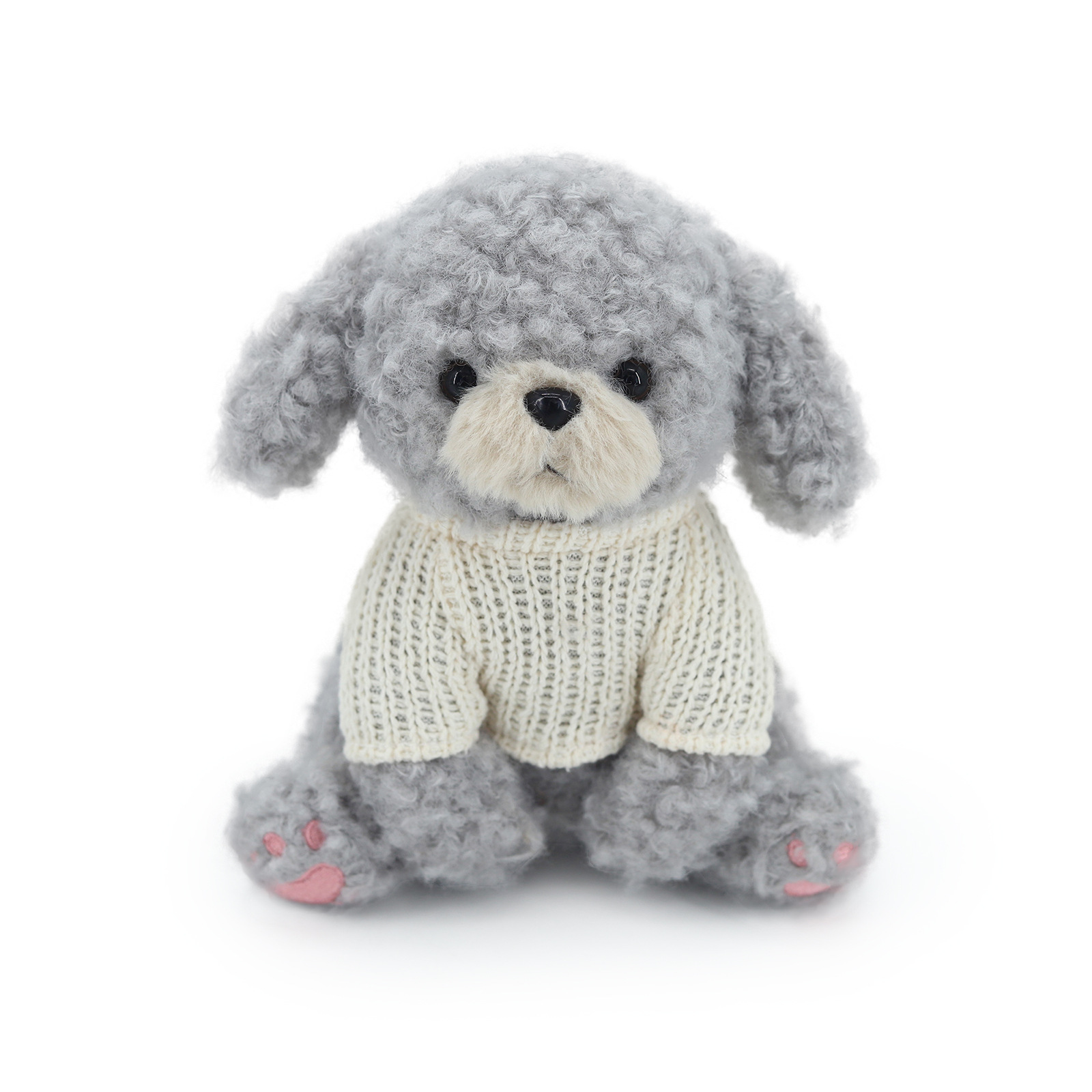犬 ぬいぐるみ トイプードルぬいぐるみ ニット服付きおすわり人形