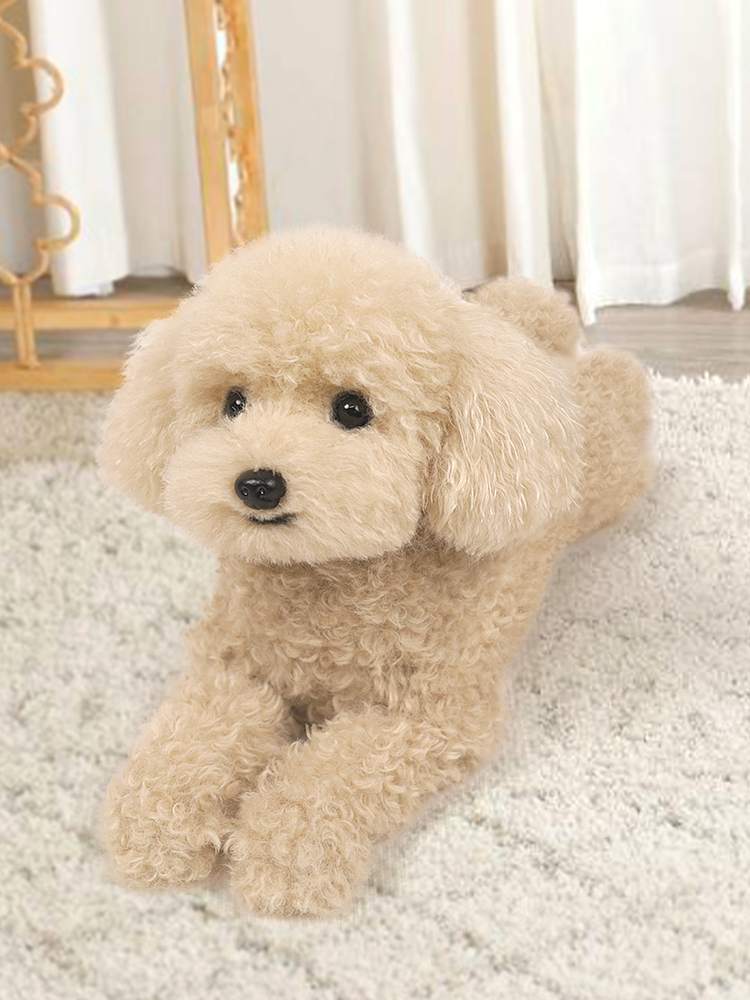 犬 ぬいぐるみ ふわふわ巻き毛の愛らしいトイプードルぬいぐるみ