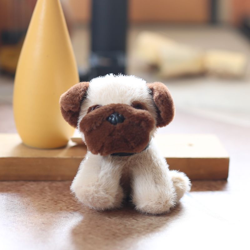 犬 ぬいぐるみ ふわもこ小さなパグ座りポーズぬいぐるみ