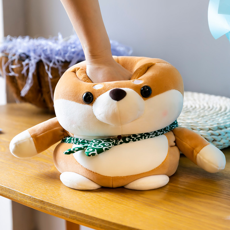 犬 ぬいぐるみ 和風バンダナ付き もちもち柴犬