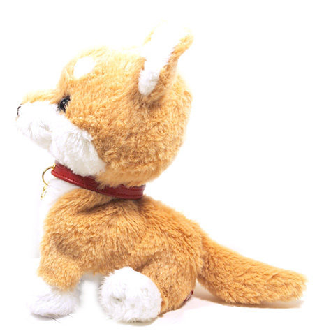 犬 ぬいぐるみ お座り豆柴のふわふわぬいぐるみ首輪付き