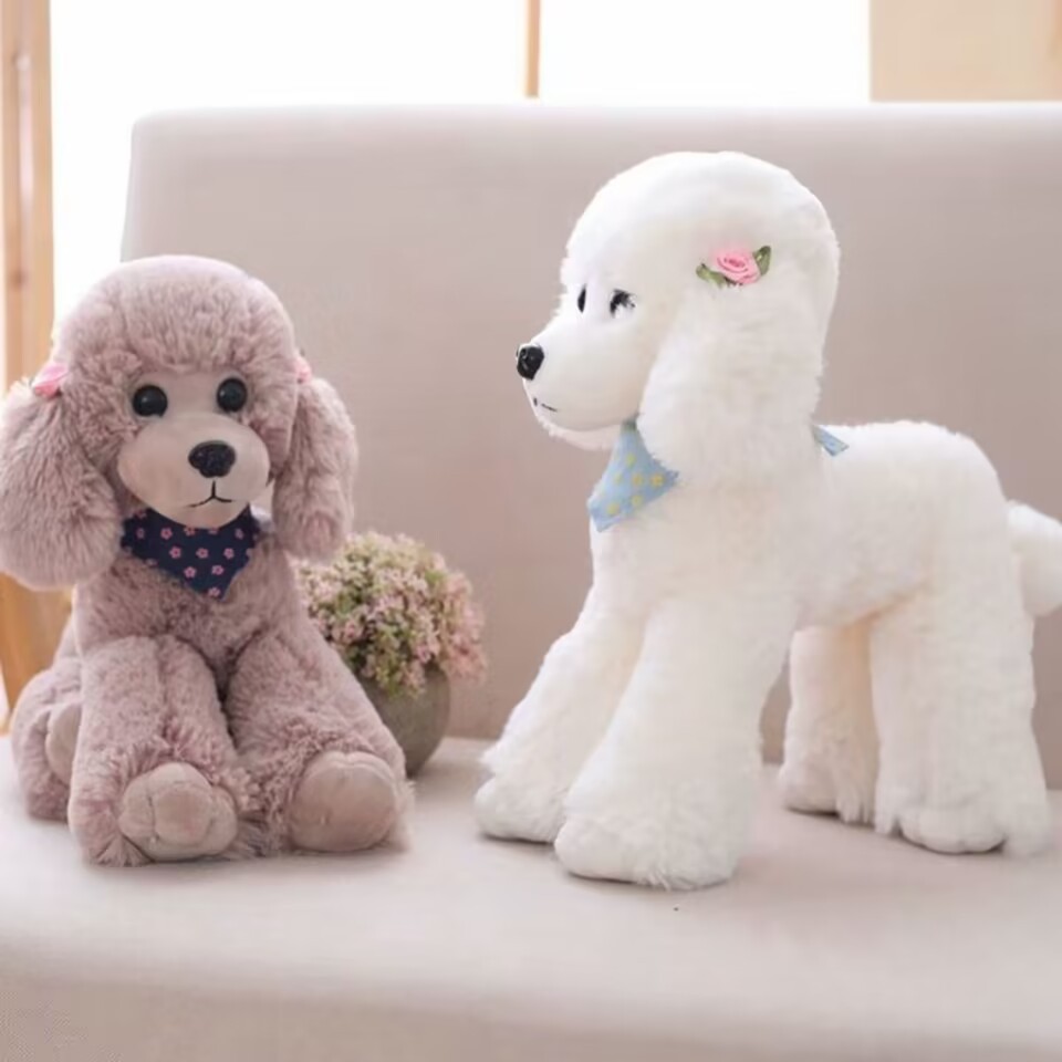 犬 ぬいぐるみ 薔薇飾り付きふわふわトイプードル特大抱き枕