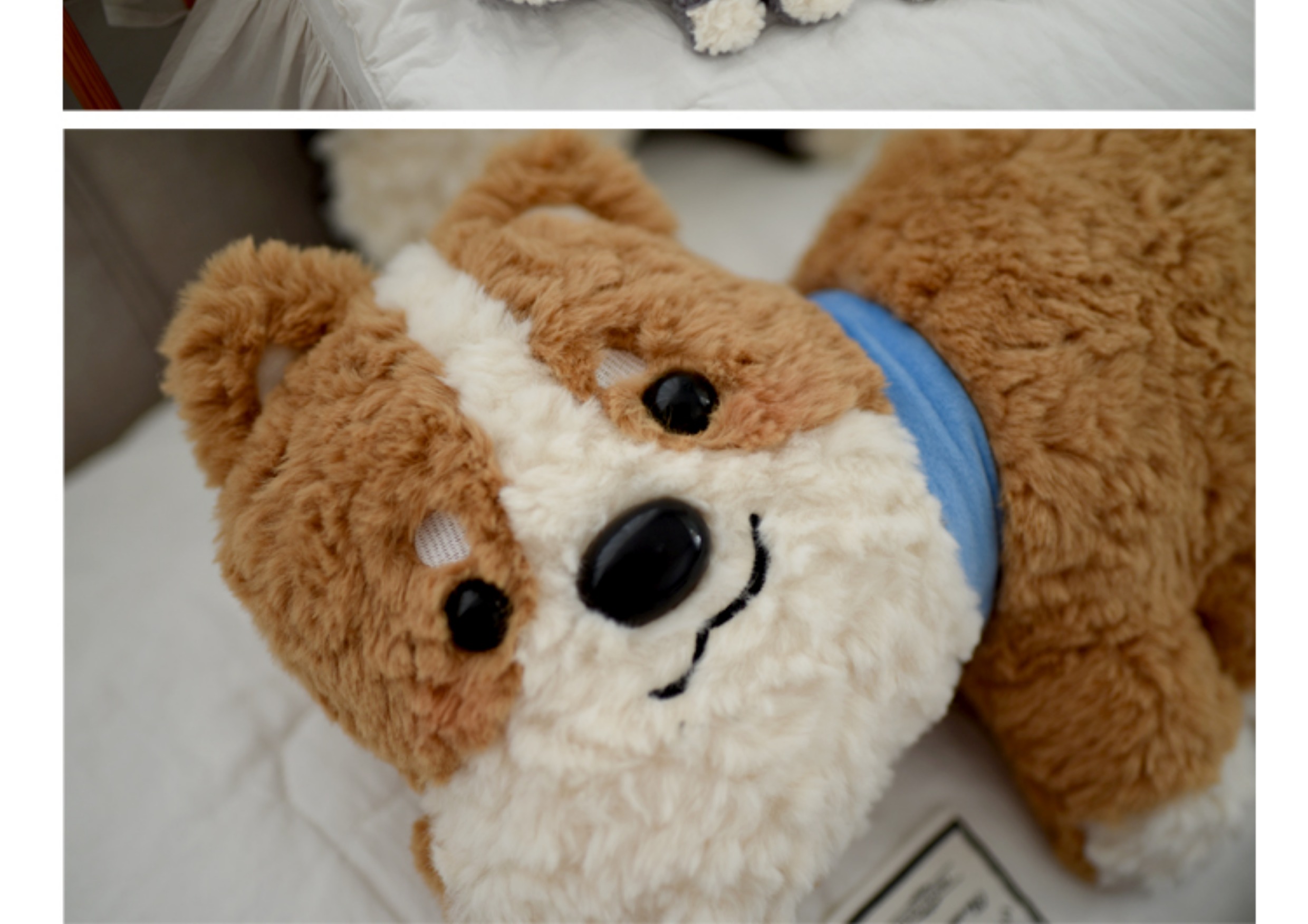 犬 ぬいぐるみ もこもこ毛質のシュナウザー抱き枕型ぬいぐるみ
