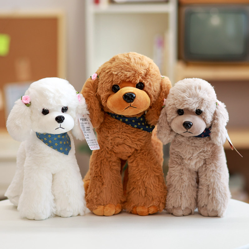 犬 ぬいぐるみ おすわりポーズ バンダナ付きトイプードル ぬいぐるみ
