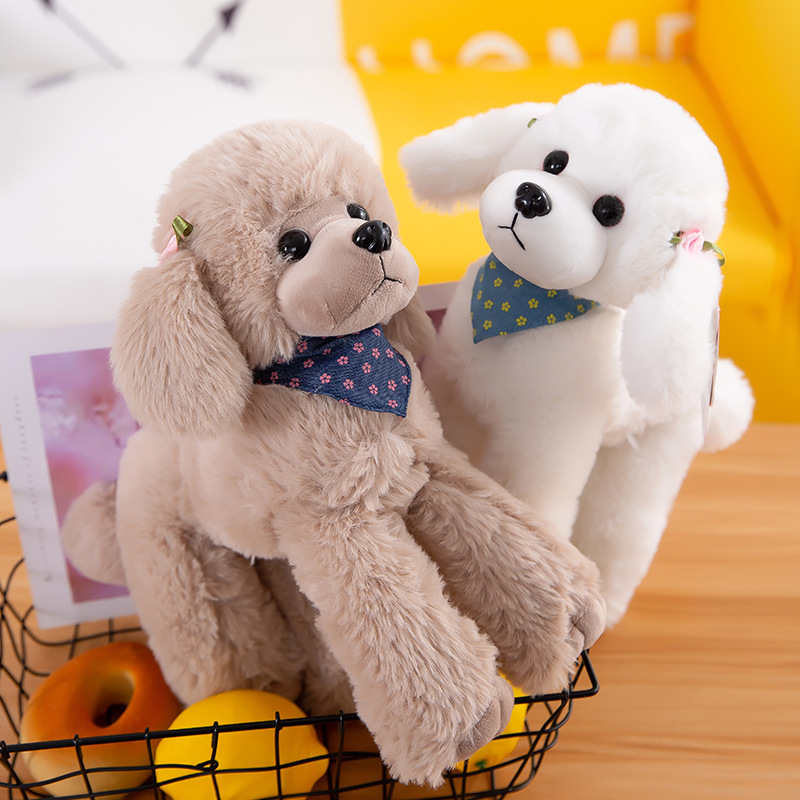 犬 ぬいぐるみ おしゃれなスカーフ付きふわふわトイプードル