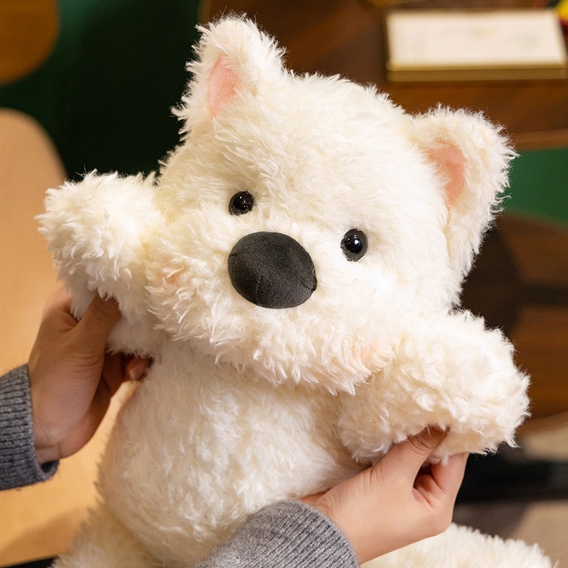 犬 ぬいぐるみ もこもこ肉球付きシュナウザー風ぬいぐるみ