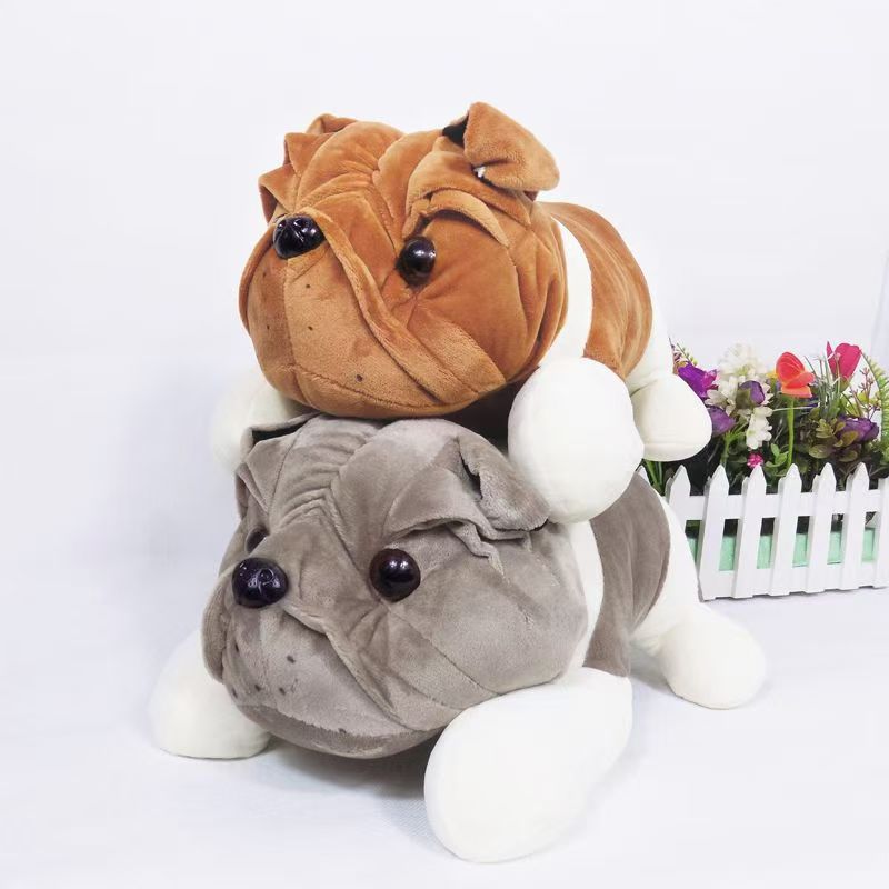 犬 ぬいぐるみ リアルなしわ顔がかわいいブルドッグぬいぐるみ