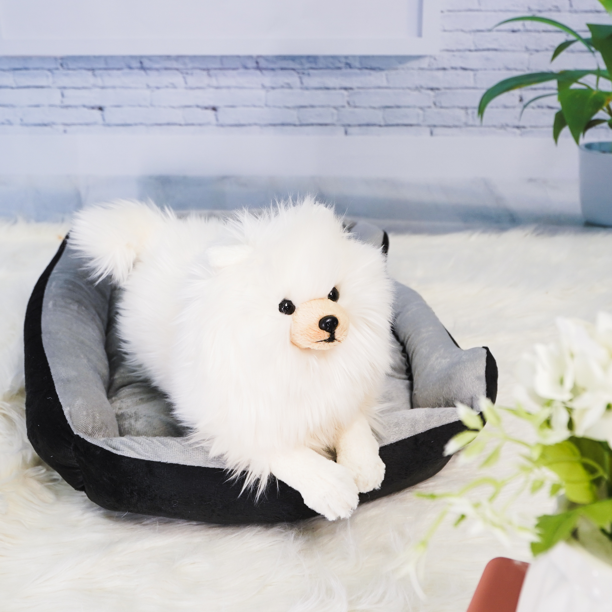 犬 ぬいぐるみ ふわふわもこもこポメラニアン座りポーズぬいぐるみ