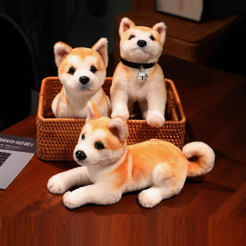 犬 ぬいぐるみ リアルな表情の秋田犬ぬいぐるみ三体セット