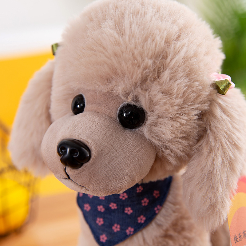 犬 ぬいぐるみ おしゃれなスカーフ付きふわふわトイプードル