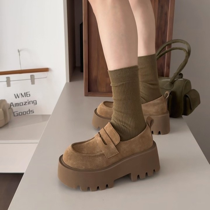 モカシン 厚底プラットフォームモカシンローファー