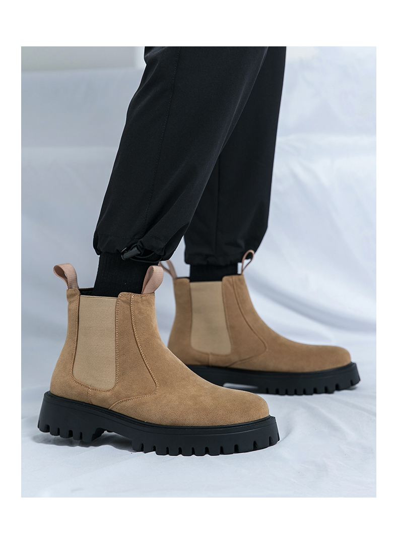 モカシン サイドゴア厚底モカシンブーツ