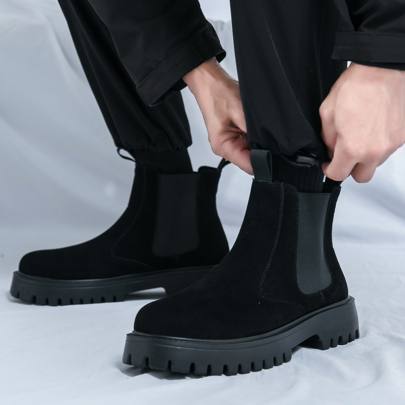 モカシン サイドゴア厚底モカシンブーツ
