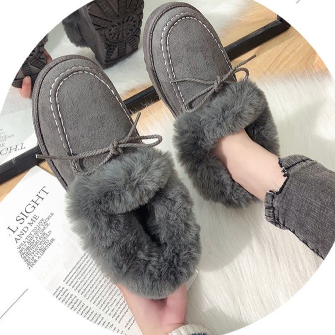 モカシン ふわふわファー付きモカシンブーツ