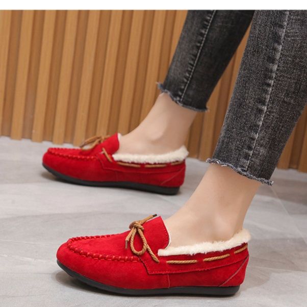 ふわふわファー付きモカシン レディース 暖かい歩きやすい靴