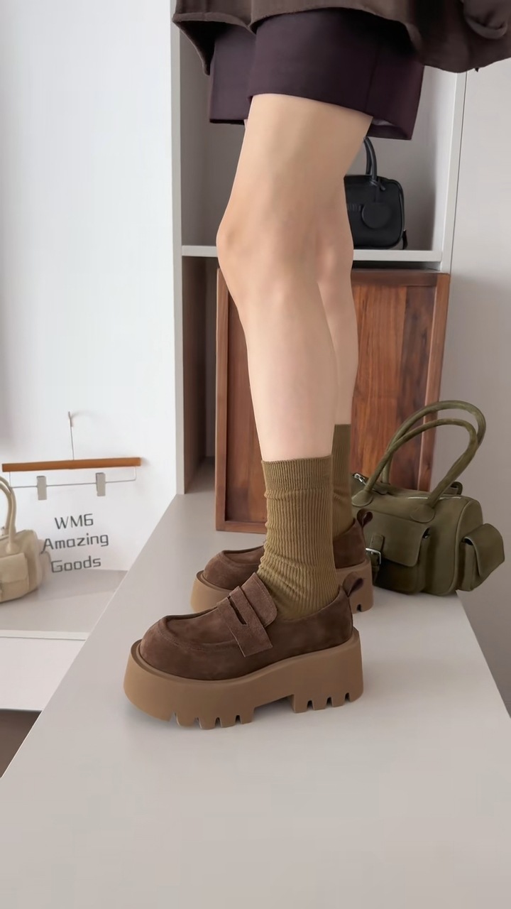 モカシン 厚底プラットフォームモカシンローファー