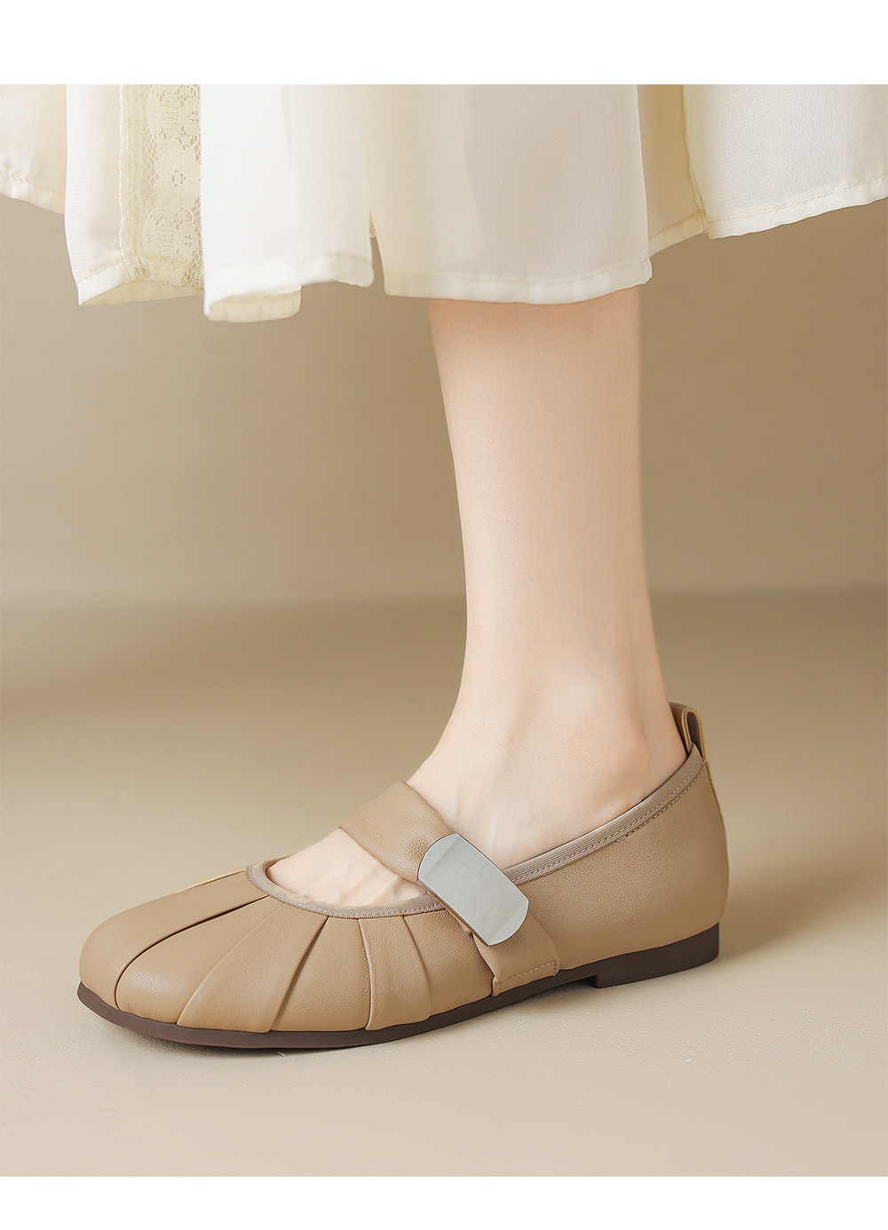 モカシン プリーツ風ストラップモカシン
